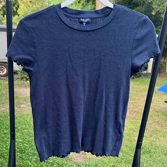 Splendid Navy Blue Como Pointelle T-Shirt XS - Picture 3 of 12